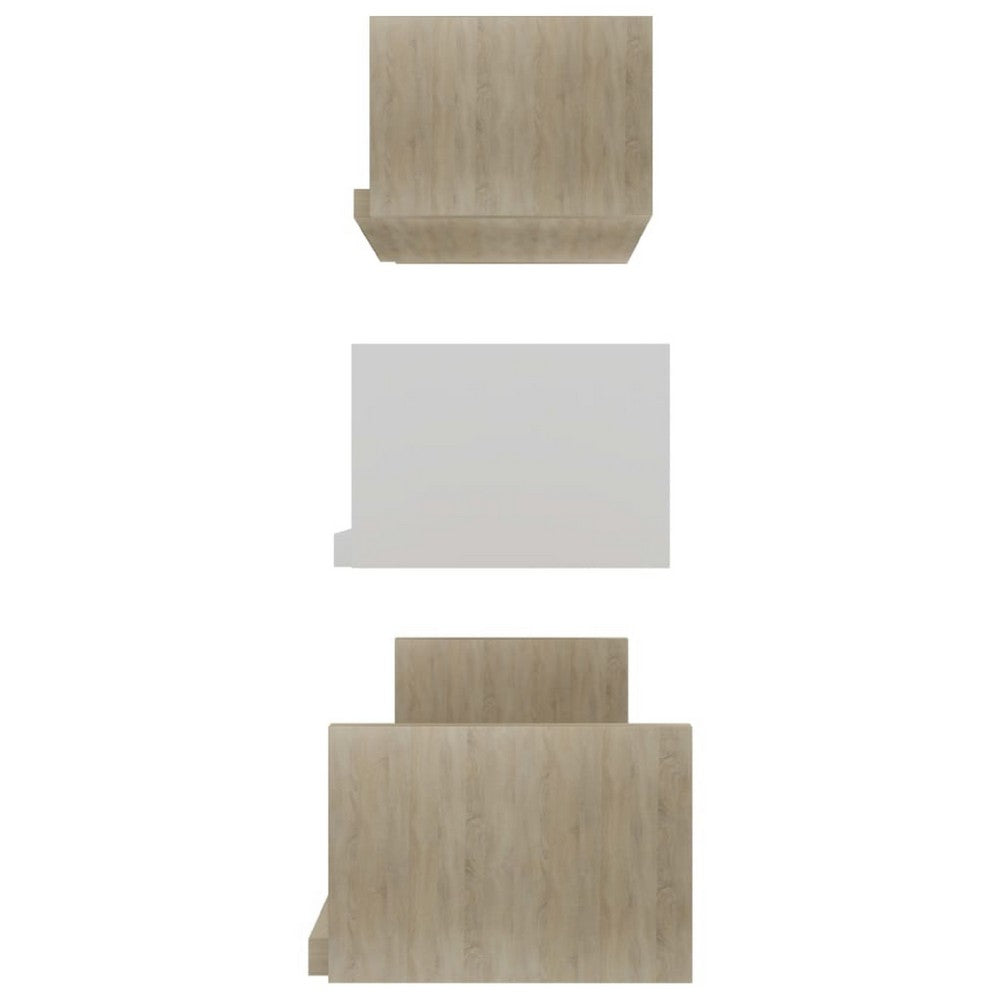 Erric Floating Wall Shelf Set of 3 | White Faux Wood Frame | 12,18,24 Inch