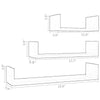 Erric Floating Wall Shelf Set of 3 | White Faux Wood Frame | 12,18,24 Inch