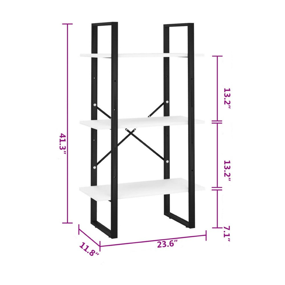 Olie Storage Shelf | White Faux Wood | Black Metal Frame | 41"
