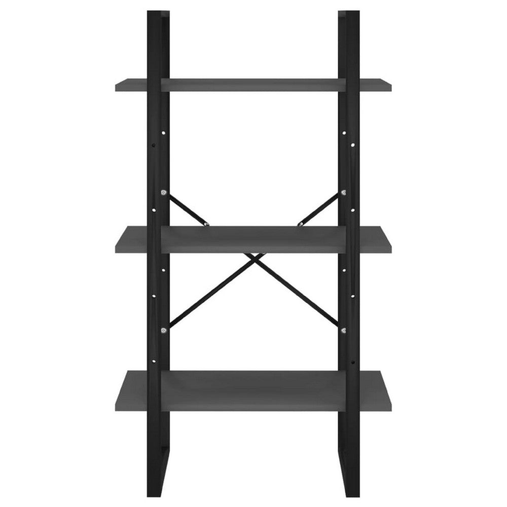 Olie Storage Shelf | Dark Gray Faux Wood | Black Metal Frame | 41"