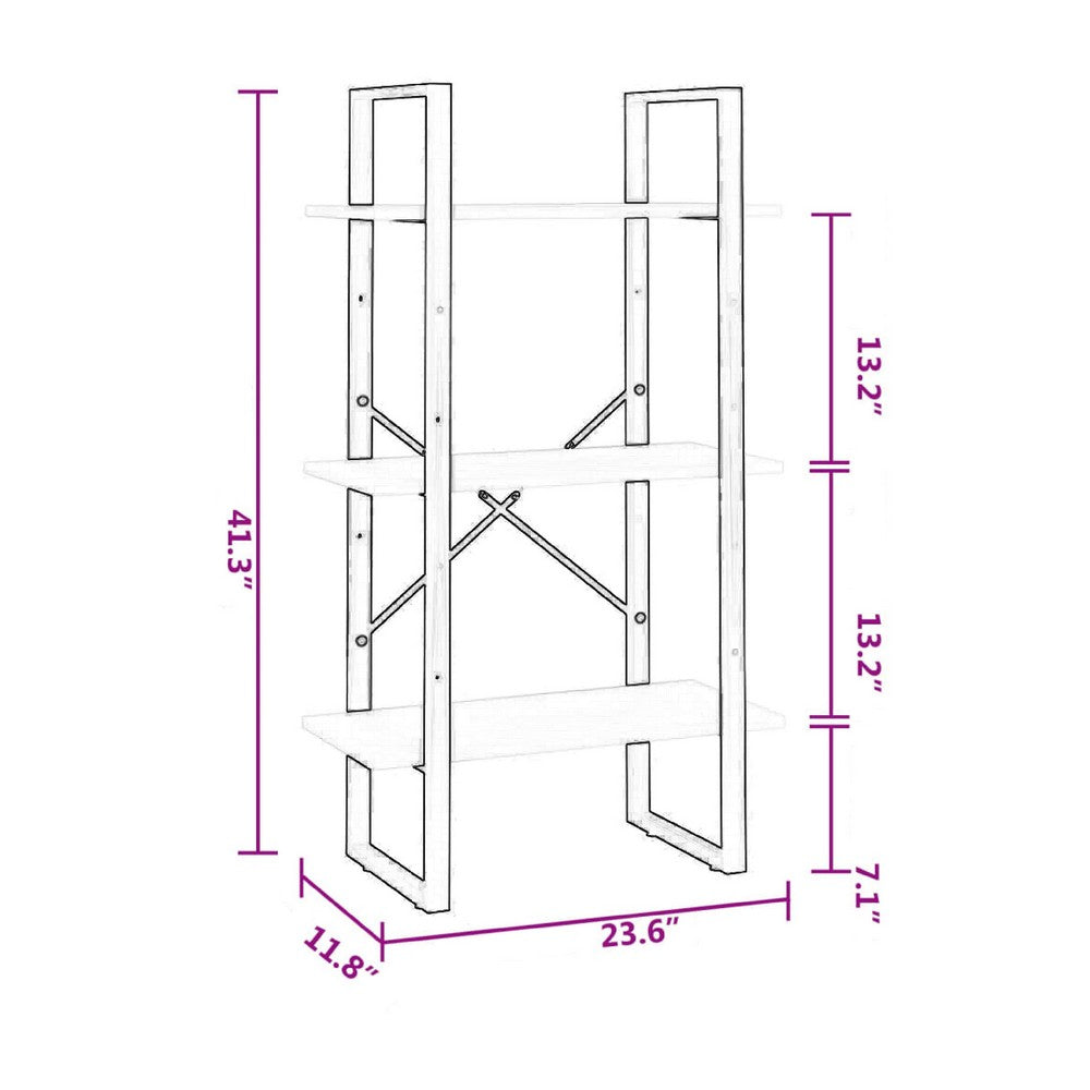 Olie Storage Shelf | Dark Gray Faux Wood | Black Metal Frame | 41"