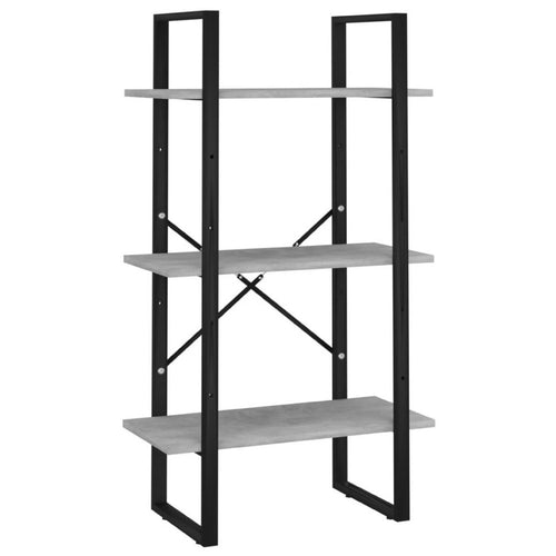 Olie Storage Shelf | Concrete Gray Faux Wood | Black Metal Frame | 41"