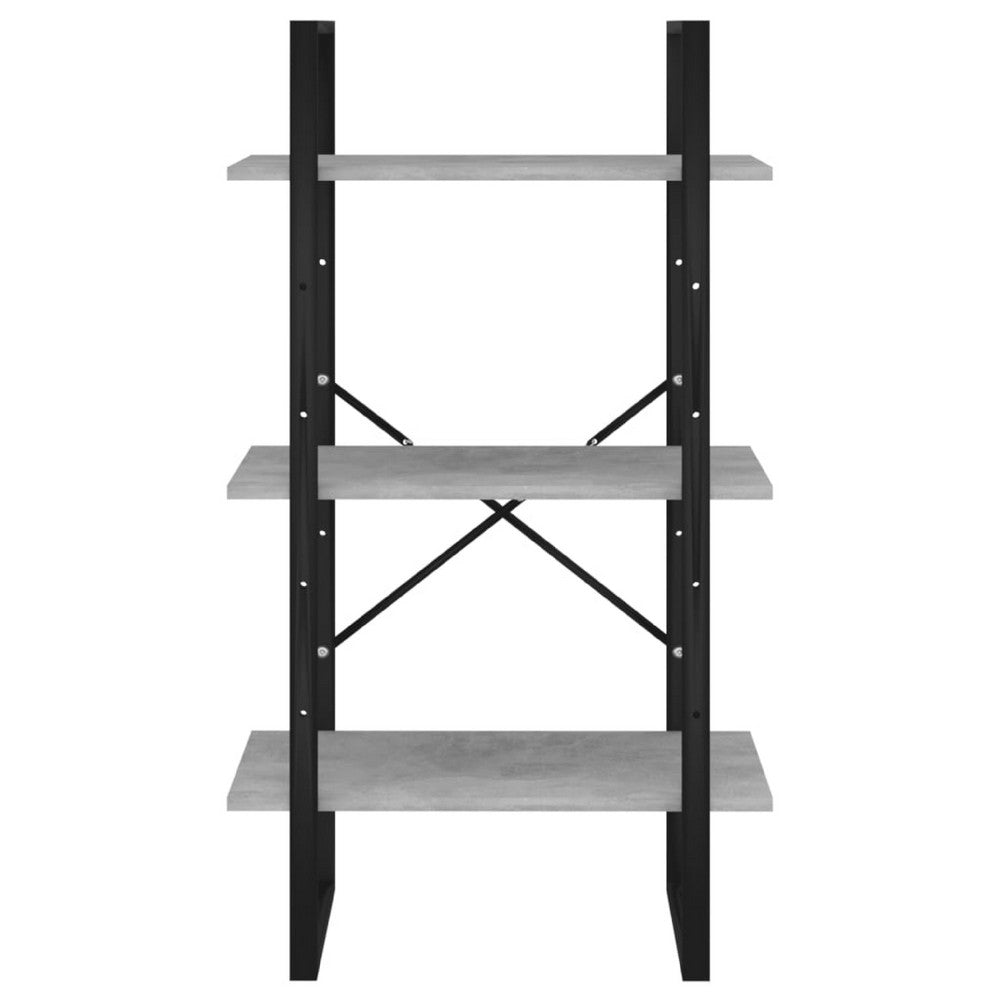 Olie Storage Shelf | Concrete Gray Faux Wood | Black Metal Frame | 41"
