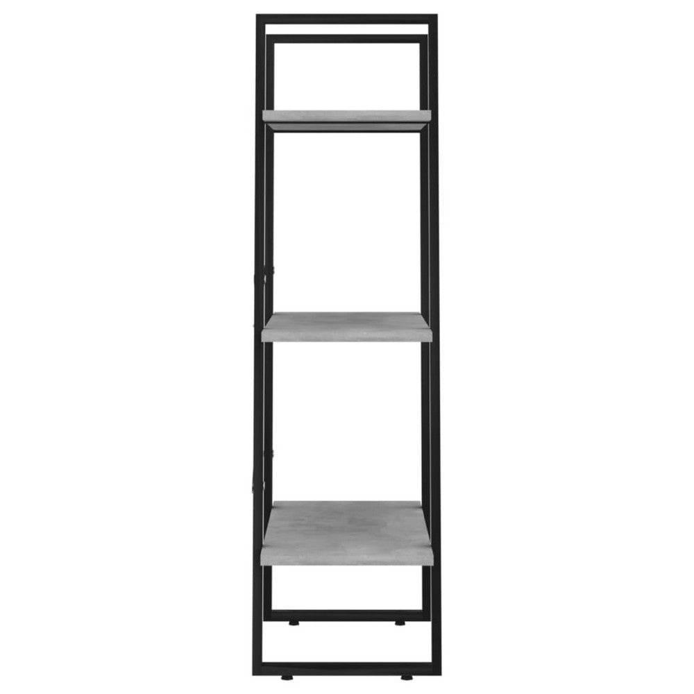 Olie Storage Shelf | Concrete Gray Faux Wood | Black Metal Frame | 41"