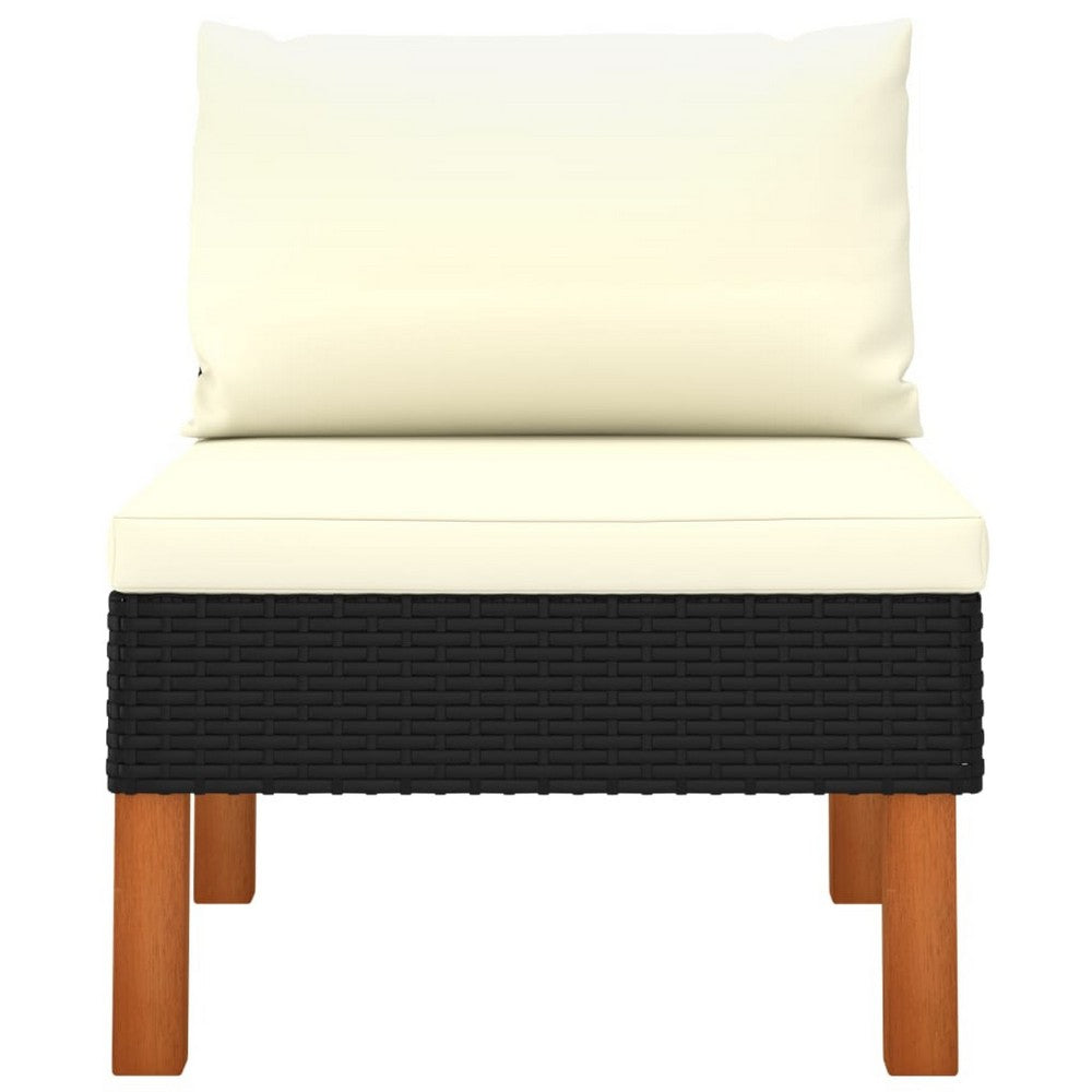 Modular Outdoor Middle Sofa | Beige & Black | 26"