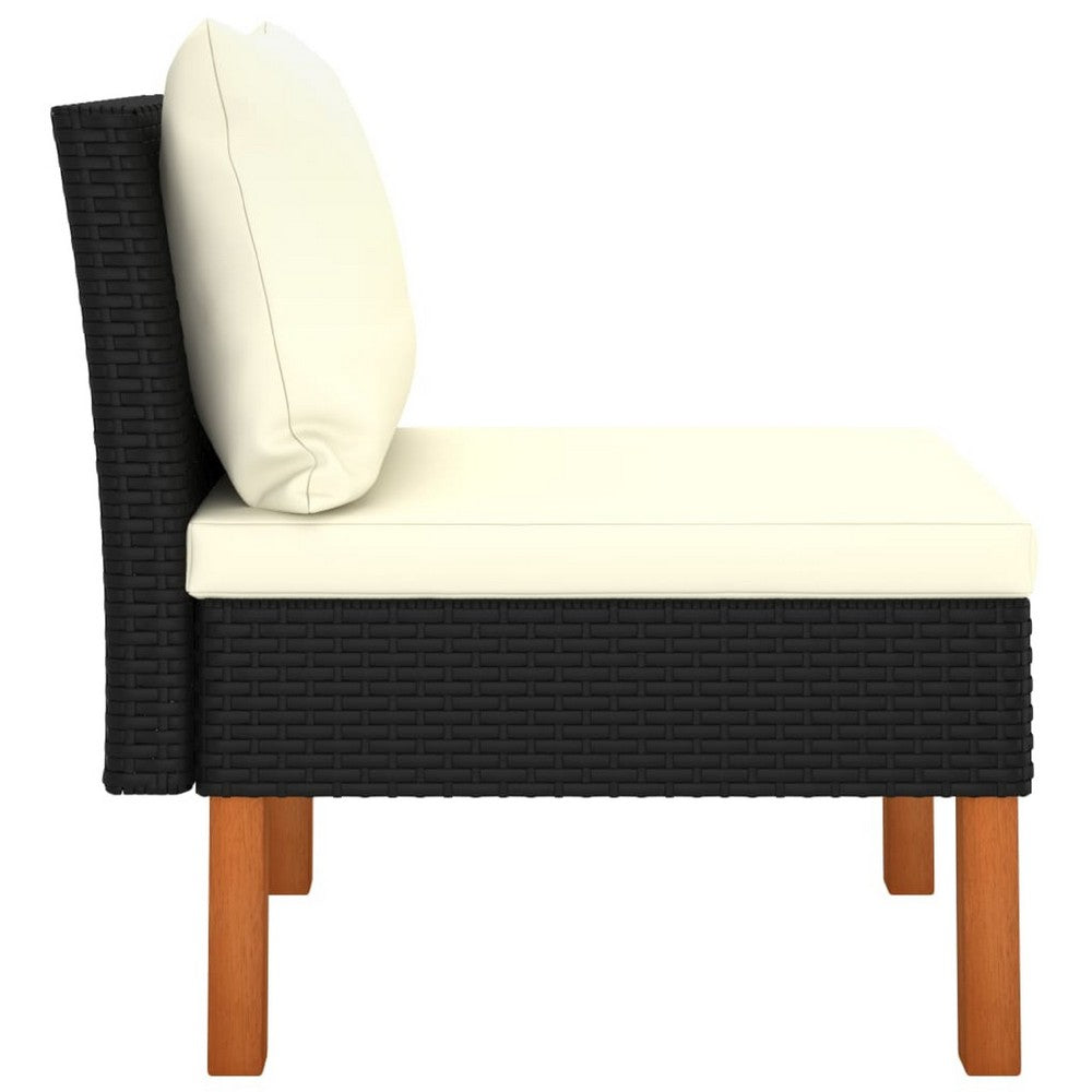 Modular Outdoor Middle Sofa | Beige & Black | 26"