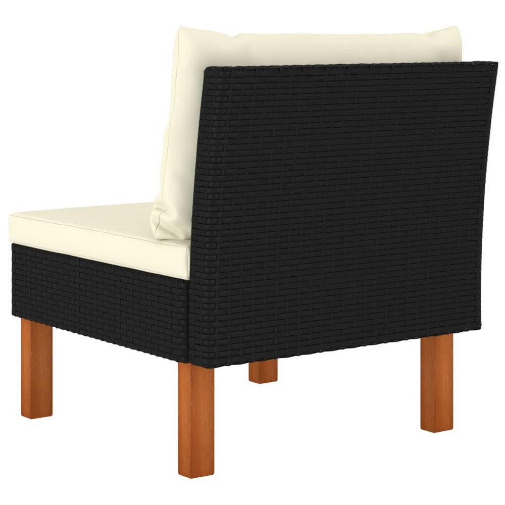 Modular Outdoor Middle Sofa | Beige & Black | 26"