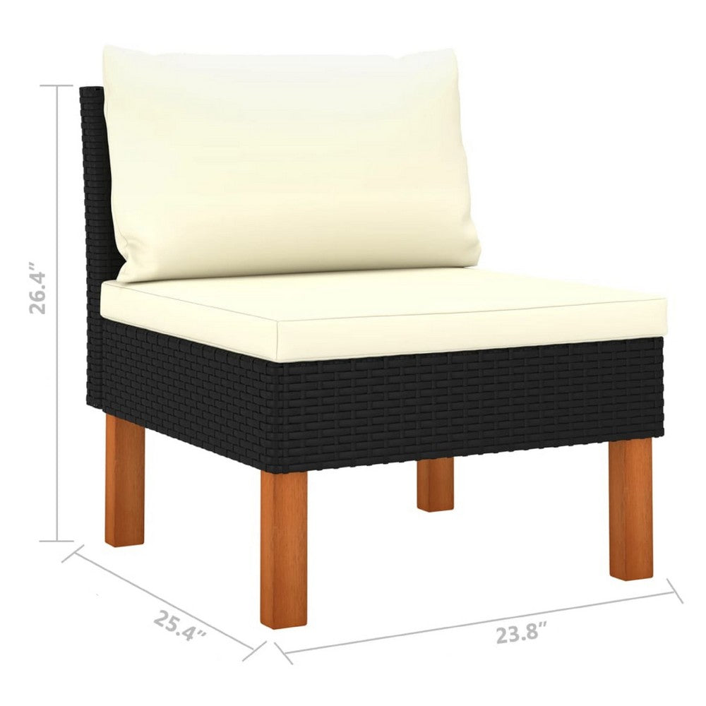 Modular Outdoor Middle Sofa | Beige & Black | 26"