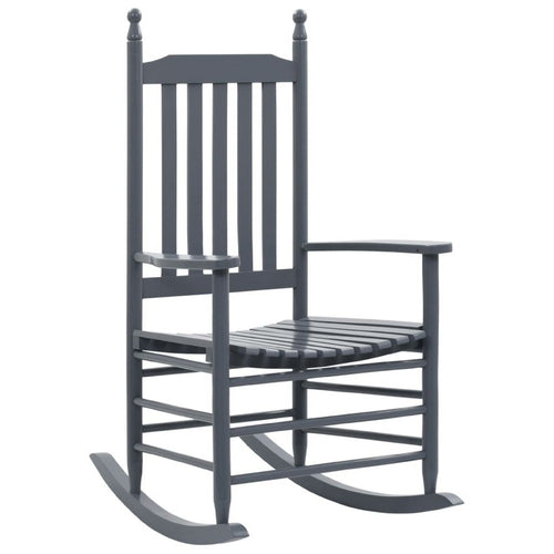 Outdoor Rocking Chair | Gray Solid Poplar Wood | Outdoor Friendly