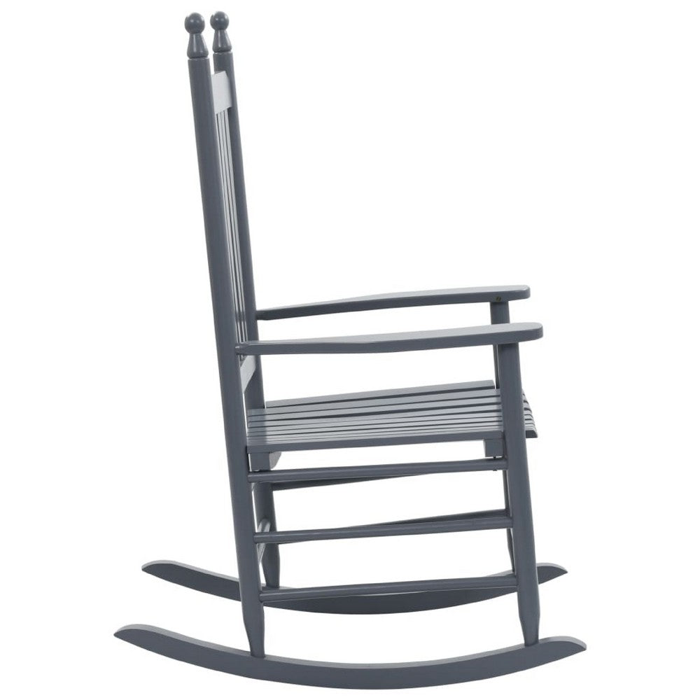 Outdoor Rocking Chair | Gray Solid Poplar Wood | Outdoor Friendly