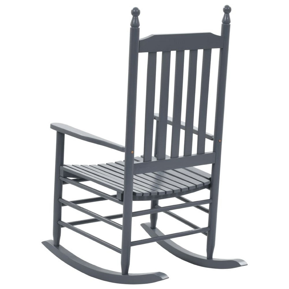 Outdoor Rocking Chair | Gray Solid Poplar Wood | Outdoor Friendly