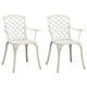 Garden Dining Chair Set of 2 | White Aluminium | Lattice Mesh Design