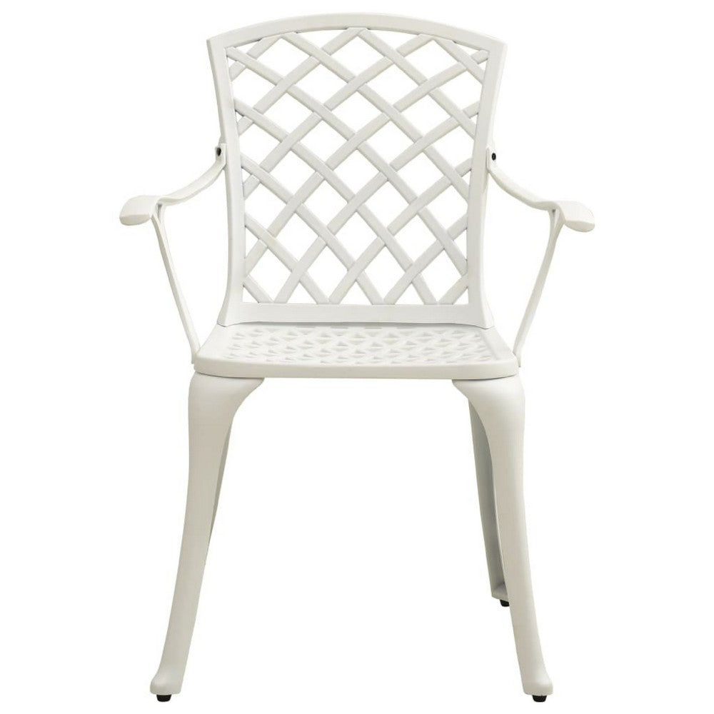 Garden Dining Chair Set of 2 | White Aluminium | Lattice Mesh Design