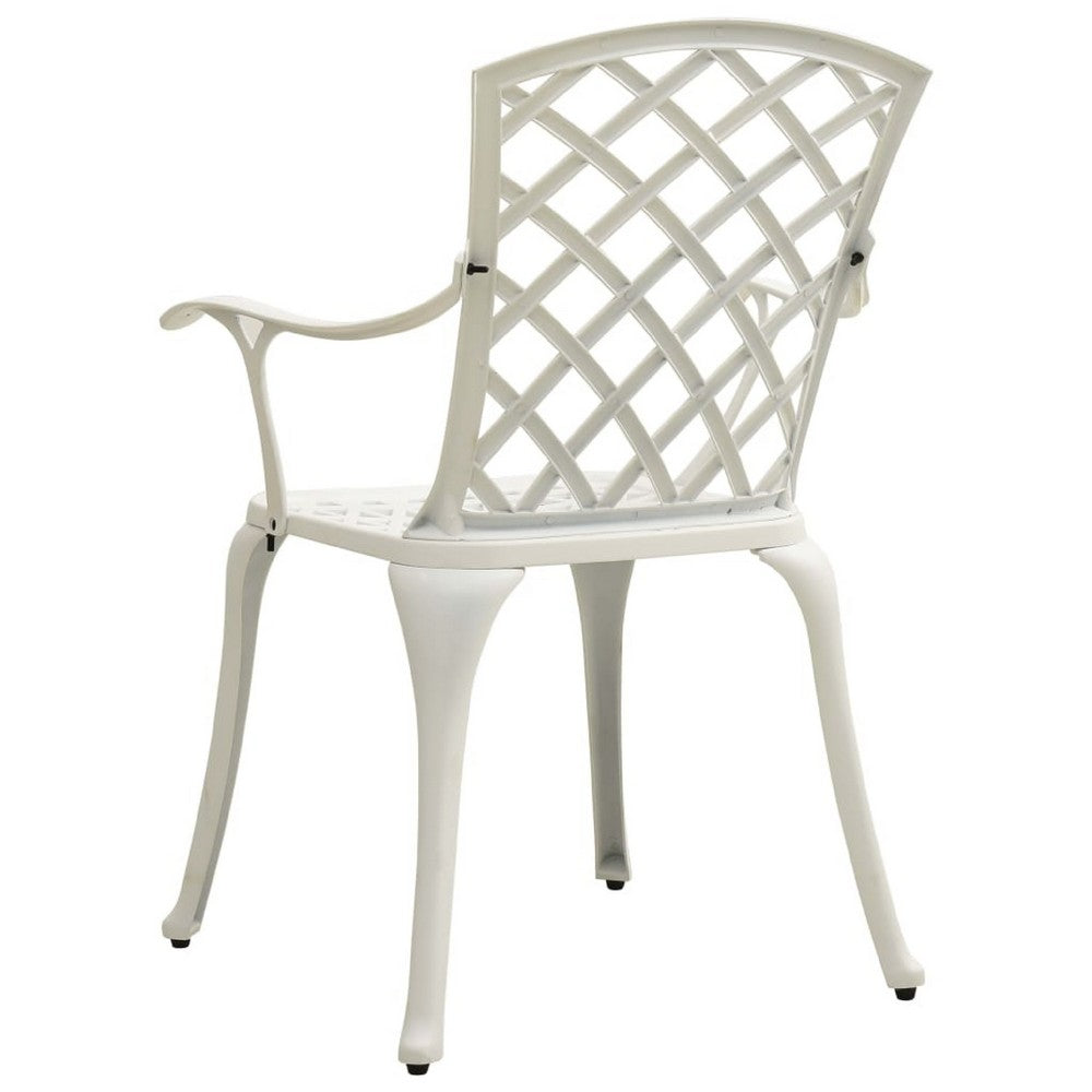Garden Dining Chair Set of 2 | WhiteÂ Aluminium | Lattice Mesh Design