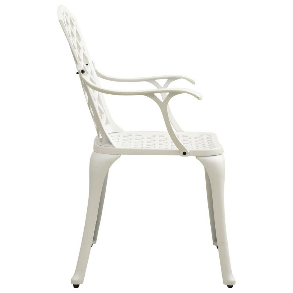 Garden Dining Chair Set of 2 | White Aluminium | Lattice Mesh Design