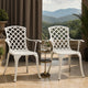 Garden Dining Chair Set of 2 | White Aluminium | Lattice Mesh Design