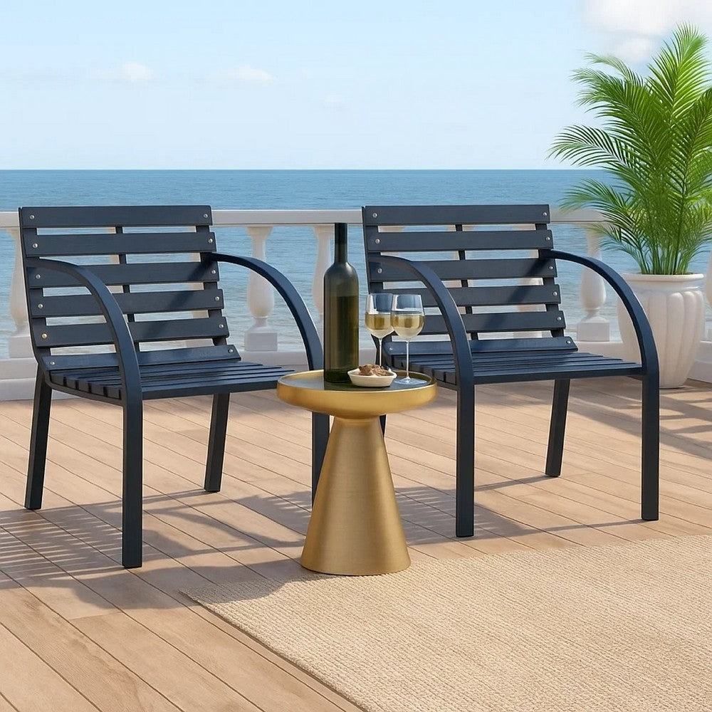 Backyard Armchair Set of 2 | Weather Resistant  Dark Gray Wood
