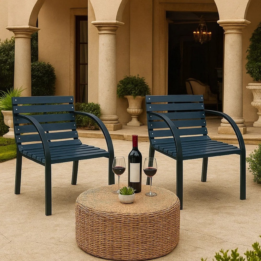 Backyard Armchair Set of 2 | Weather Resistant  Dark Gray Wood