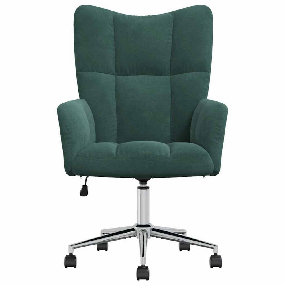 Rolling Armchair | GreenÂ Polyester Velvet | Chrome Steel