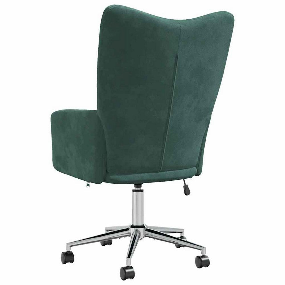 Rolling Armchair | GreenÂ Polyester Velvet | Chrome Steel
