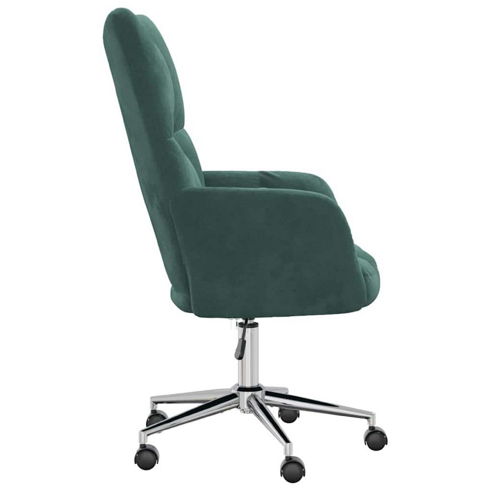 Rolling Armchair | GreenÂ Polyester Velvet | Chrome Steel