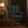 Rolling Armchair | Green Polyester Velvet | Chrome Steel