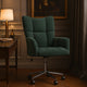 Rolling Armchair | Green Polyester Velvet | Chrome Steel