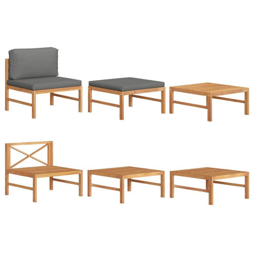 3pc Outdoor Modular Lounge Chair Set | Footrest & Table | Gray & Brown