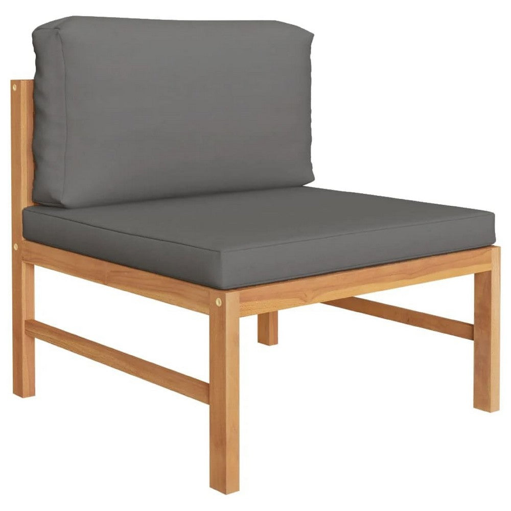 3pc Outdoor Modular Lounge Chair Set | Footrest & Table | Gray & Brown
