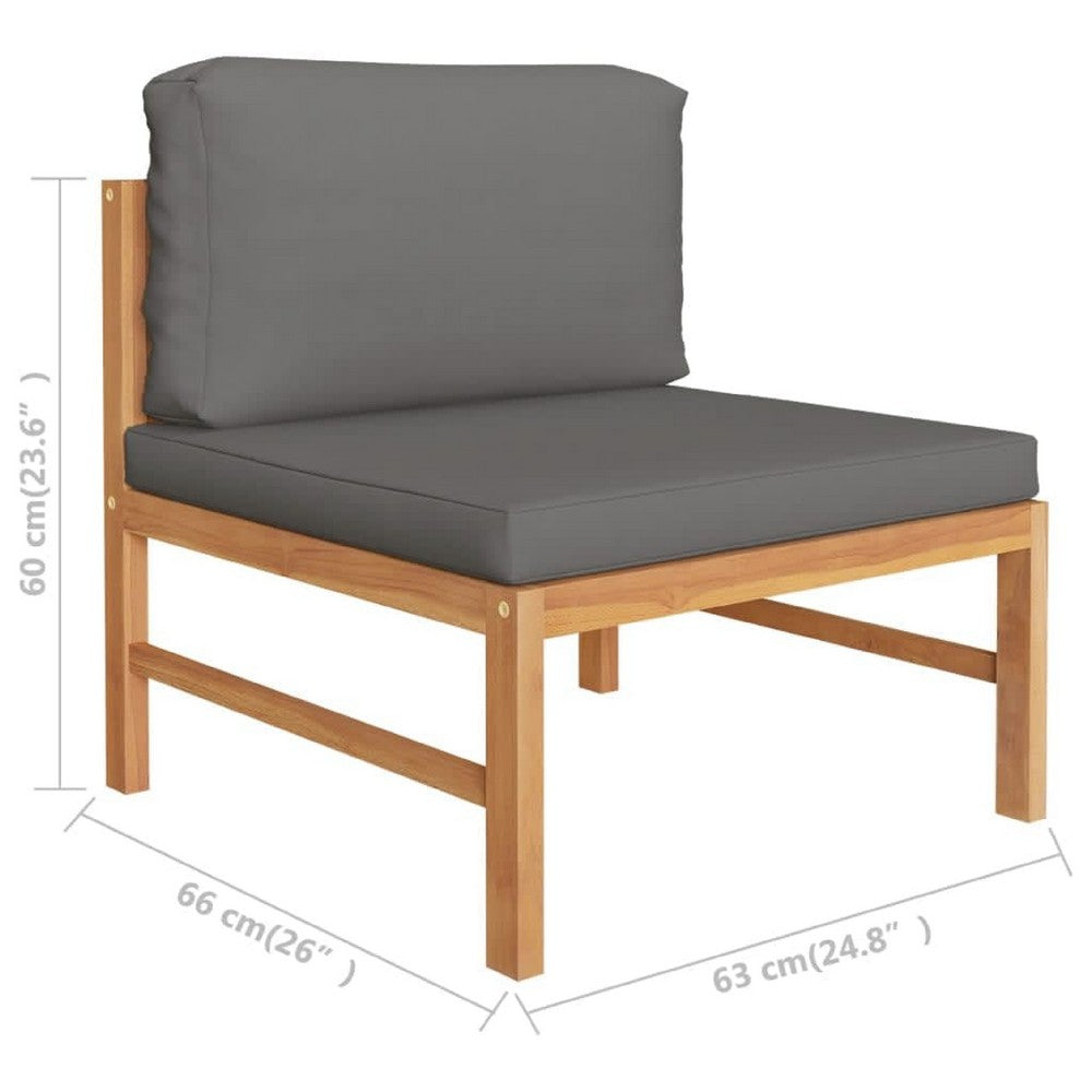 3pc Outdoor Modular Lounge Chair Set | Footrest & Table | Gray & Brown