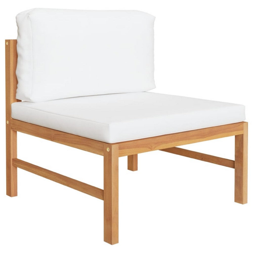 2pc Outdoor Modular Lounge Chair Set | Table | Cream & B