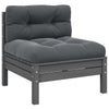Outdoor Modular Middle Sofa Chair | Gray Pine Wood | Tufted 25"