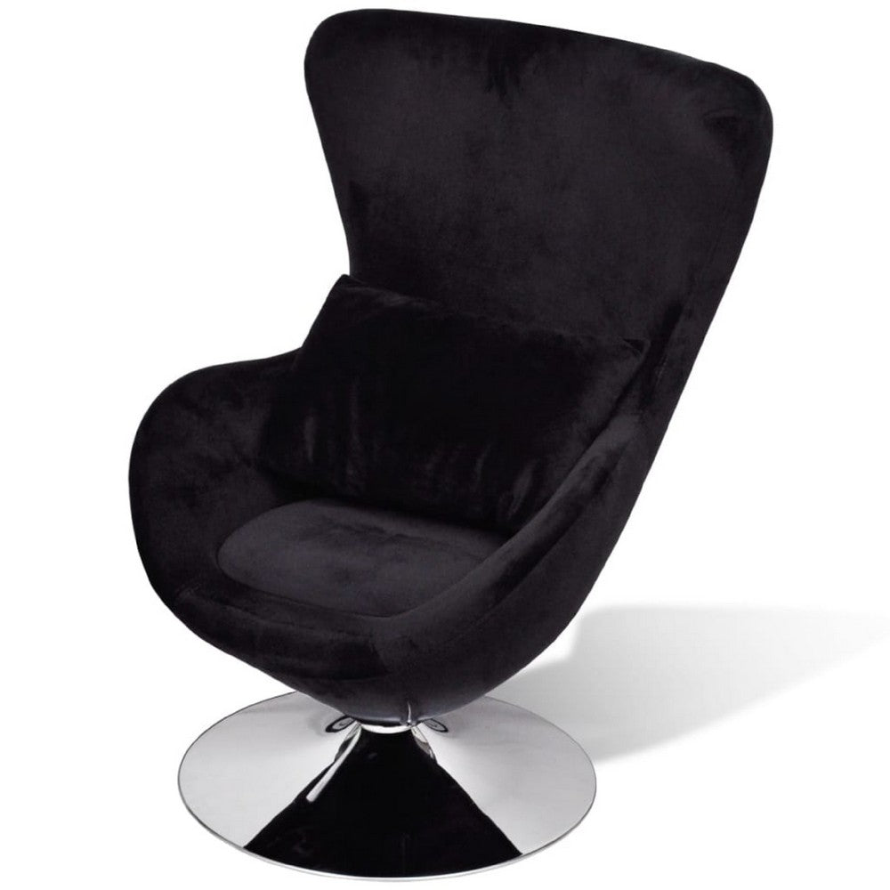 Retro Modern Swivel Armchair | Black | Silver Swivel Base