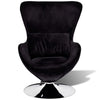 Retro Modern Swivel Armchair | Black | Silver Swivel Base