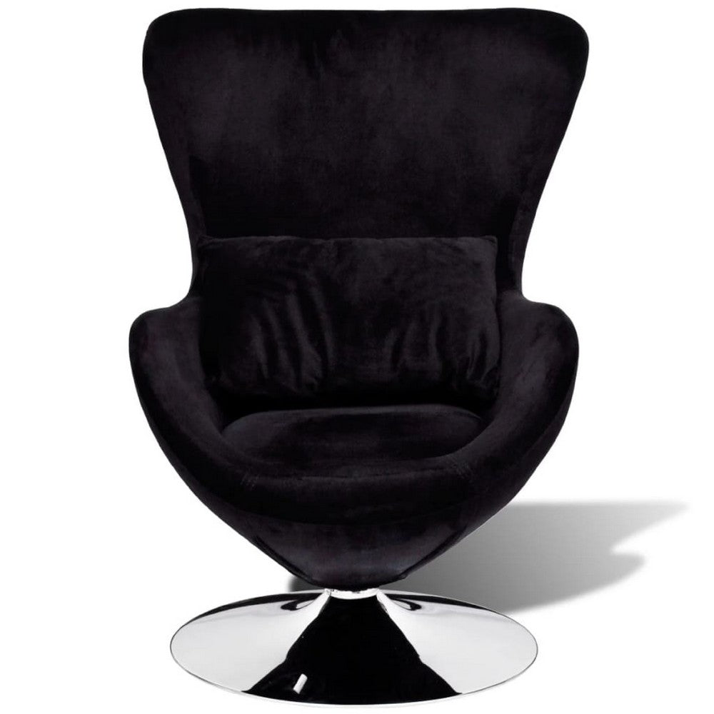 Retro Modern Swivel Armchair | Black | Silver Swivel Base