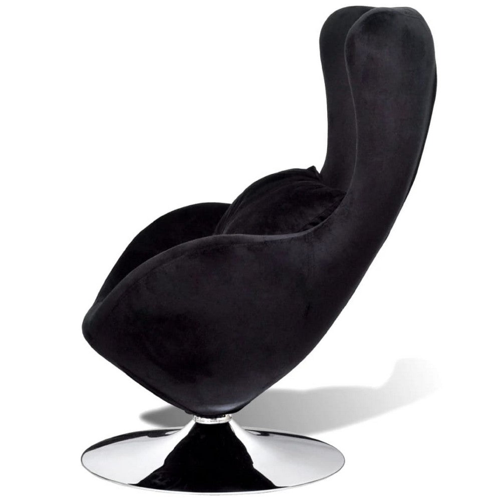 Retro Modern Swivel Armchair | Black | Silver Swivel Base