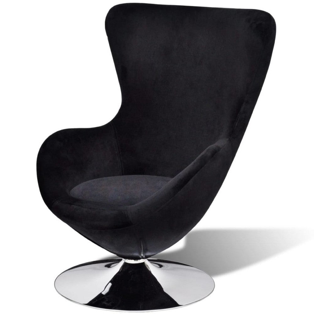 Retro Modern Swivel Armchair | Black | Silver Swivel Base