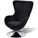 Retro Modern Swivel Armchair | Black | Silver Swivel Base