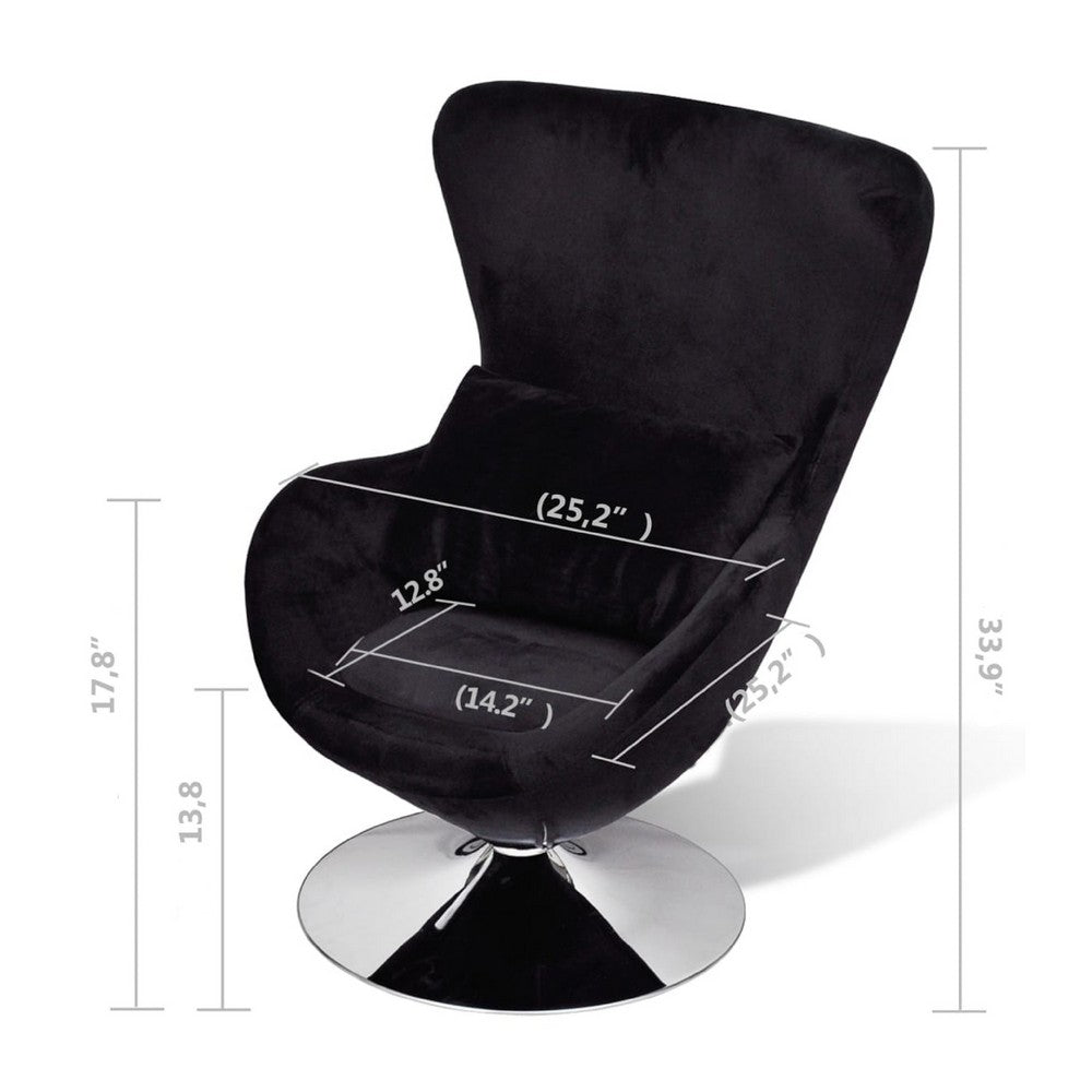 Retro Modern Swivel Armchair | Black | Silver Swivel Base
