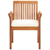 Outdoor Dining Chair | Brown Solid Acacia Wood | Cream Fabric Cushion