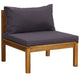 Aimee 2pc Modular Outdoor Chair Set w Table | Gray Polyester | Brown