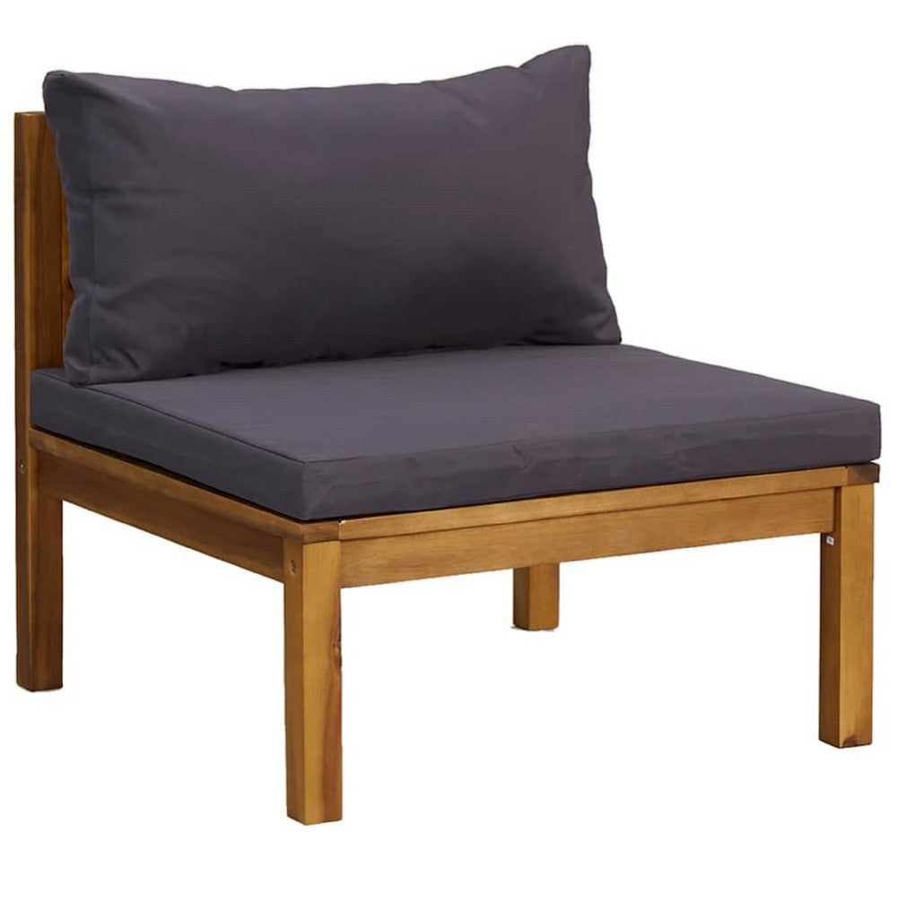 Aimee Outdoor Armless Modular Chair | Dark Gray | Brown 27"