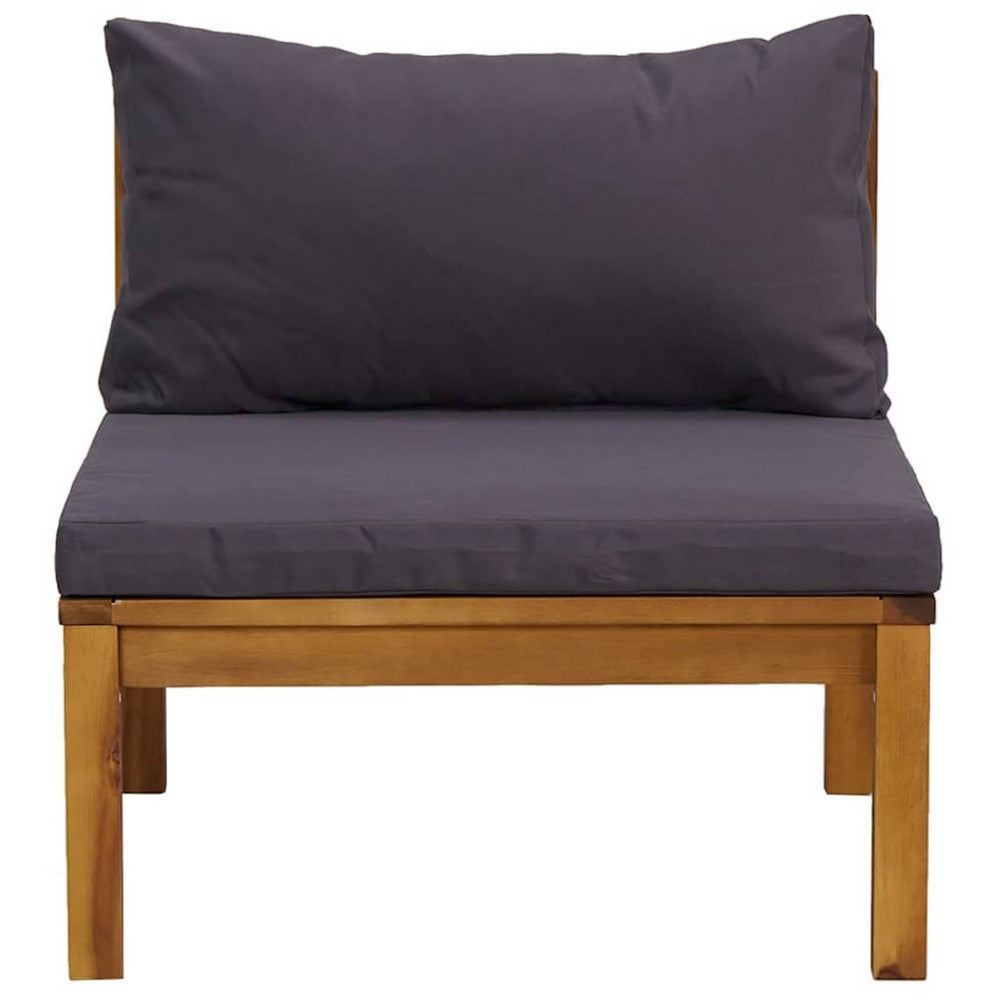 Aimee Outdoor Armless Modular Chair | Dark Gray | Brown 27"