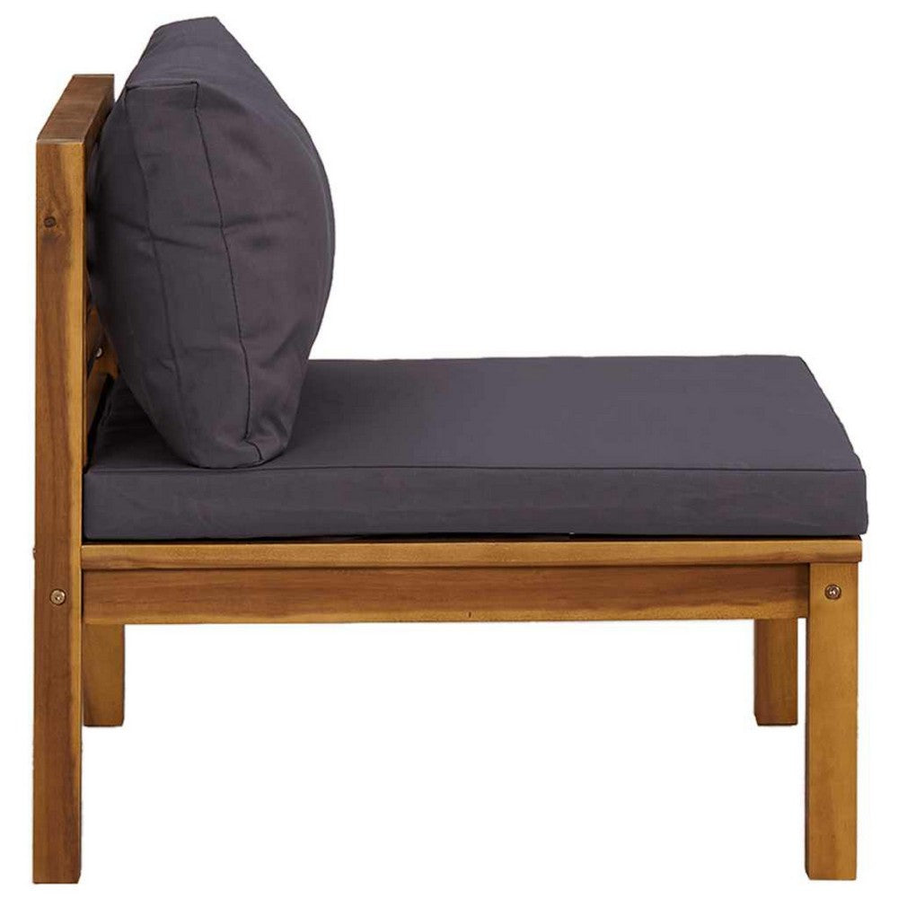 Aimee Outdoor Armless Modular Chair | Dark Gray | Brown 27"
