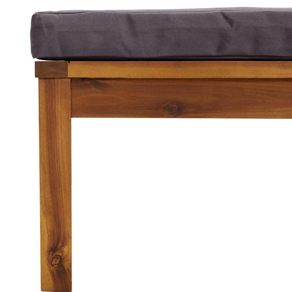 Aimee Outdoor Modular Ottoman | Dark Gray | Brown Acacia Wood 26"