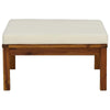 Aimee Outdoor Modular Ottoman | Cream | Brown Acacia Wood 26"