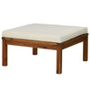 Aimee Outdoor Modular Ottoman | Cream | Brown Acacia Wood 26"