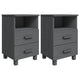 Xorro Bedside Nightstand Set of 2 | 2 Drawers | Dark Gray Solid Pine Wood