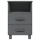 Xorro Bedside Nightstand Set of 2 | 2 Drawers | Dark Gray Solid Pine Wood