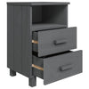 Xorro Bedside Nightstand Set of 2 | 2 Drawers | Dark Gray Solid Pine Wood